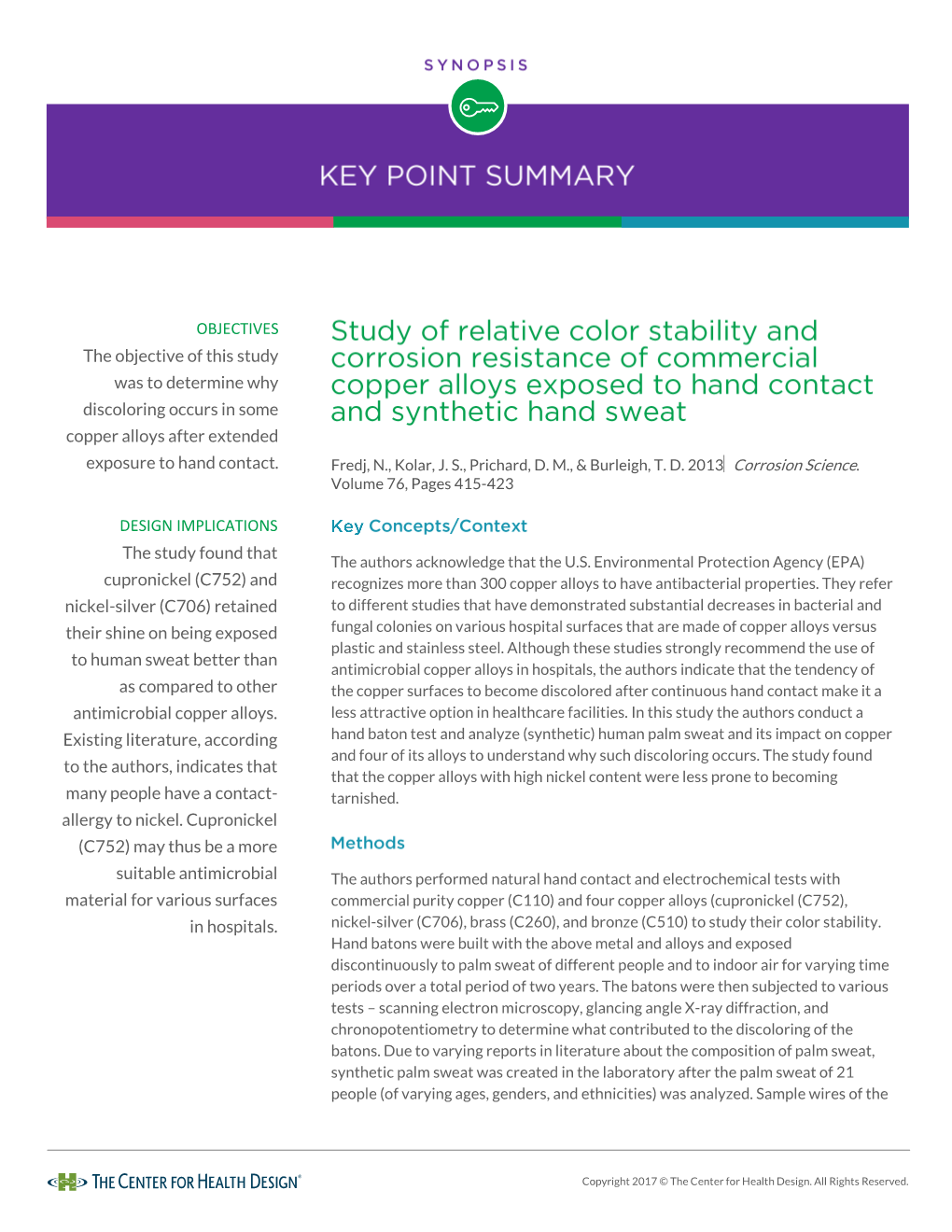 The Objective of This Study Was to Determine Why Discoloring Occurs in Some Copper Alloys After Extended Exposure to Hand Contact. Fredj, N., Kolar, J