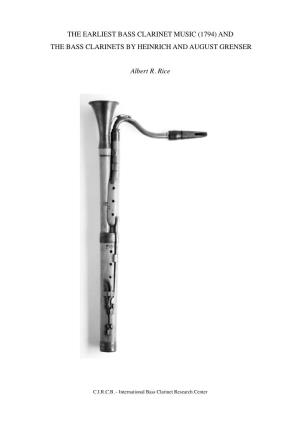 The Earliest Music for Bass Clarinet Pdf