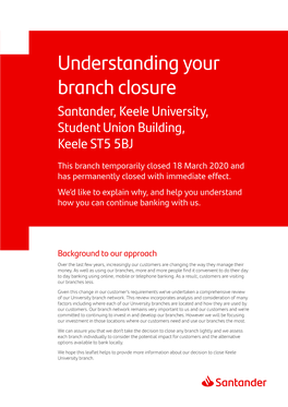 Keele University Closure OCT20