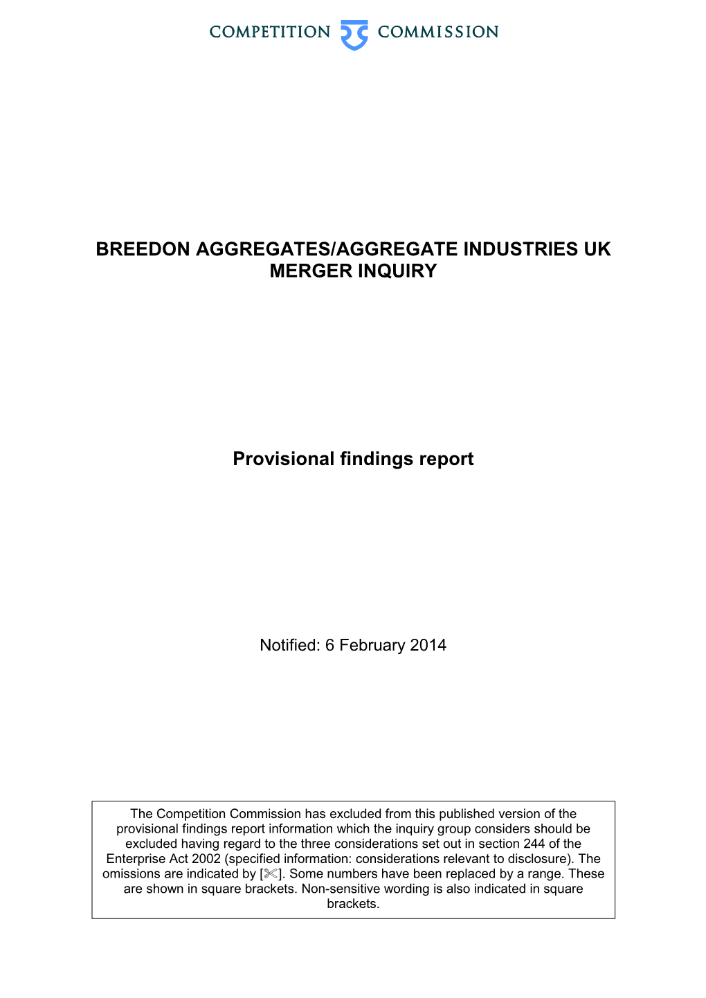 Breedon Aggregates / Aggregate Industries Merger Inquiry