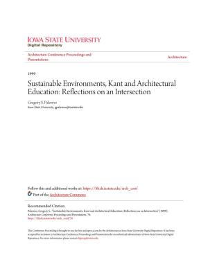 Sustainable Environments, Kant and Architectural Education: Reflections on an Intersection Gregory S