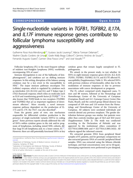 Single-Nucleotide Variants in TGFB1, TGFBR2, IL17A, and IL17F Immune