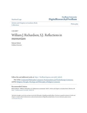 WILLIAM J. RICHARDSON, SJ Hat Mein Leben Über Sechzig Jahre Lang Mitbestimmt Und Mitgestaltet