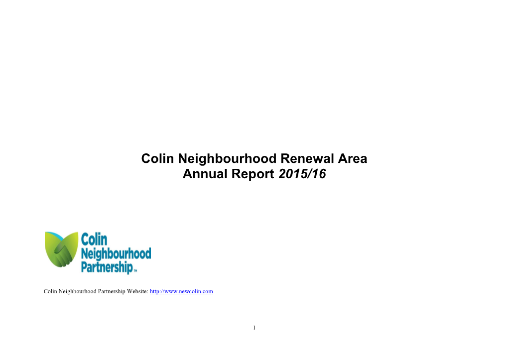 Colin Neighbourhood Renewal Area Annual Report 2015/16