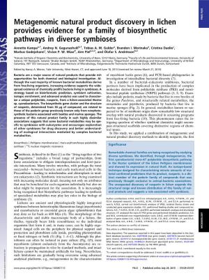 Metagenomic Natural Product Discovery in Lichen Provides