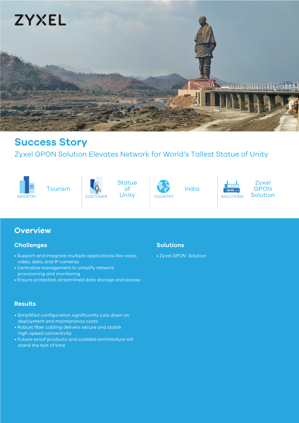 Success Story Zyxel GPON Solution Elevates Network for World’S Tallest Statue of Unity