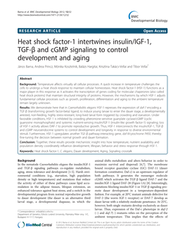 Heat Shock Factor-1 Intertwines Insulin/IGF-1, TGF- and Cgmp