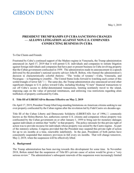 President Trump Ramps up Cuba Sanctions Changes — Allows Litigation Against Non-U.S