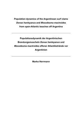 Population Dynamics of the Argentinean Surf Clams Donax Hanleyanus and Mesodesma Mactroides from Open-Atlantic Beaches Off Argentina