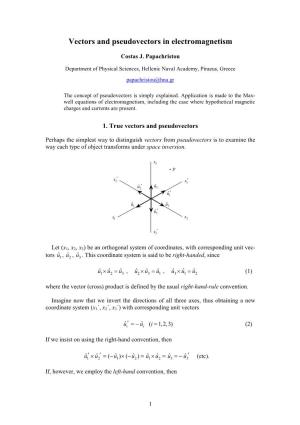 Vectors and Pseudovectors in Electromagnetism