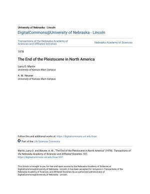 The End of the Pleistocene in North America