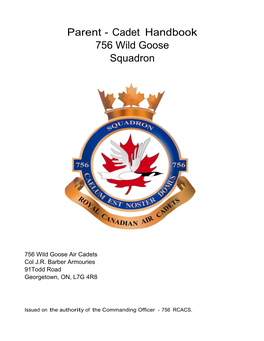 Parent - Cadet Handbook 756 Wild Goose Squadron