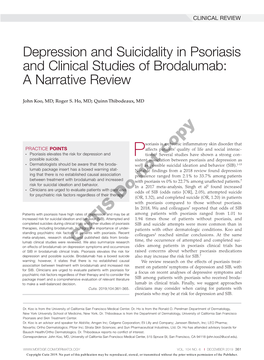 Depression and Suicidality in Psoriasis and Clinical Studies of Brodalumab: a Narrative Review