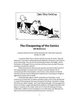 "The Cheapening of the Comics" by Bill Watterson