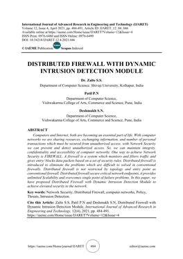 Distributed Firewall with Dynamic Intrusion Detection Module