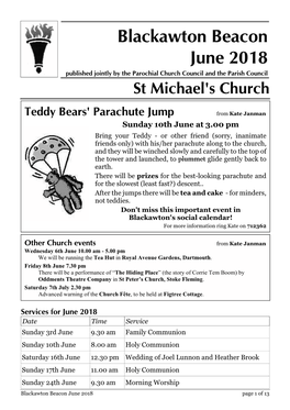 Blackawton Beacon June 2018 Published Jointly by the Parochial Church Council and the Parish Council St Michael's Church