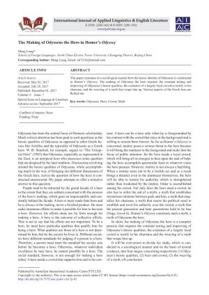 The Making of Odysseus the Hero in Homer's Odyssey International Journal of Applied Linguistics & English Literature