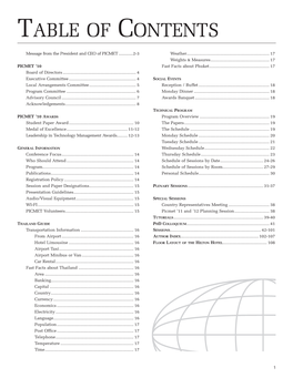 Table of Contents