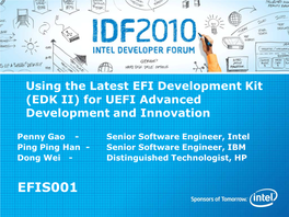 Using the Latest EFI Development Kit (EDK II) for UEFI Advanced Development and Innovation