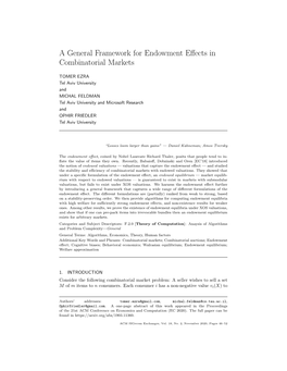 A General Framework for Endowment Effects In