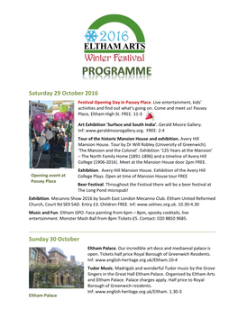 Eltham Arts Winter Festival 2016 Programme