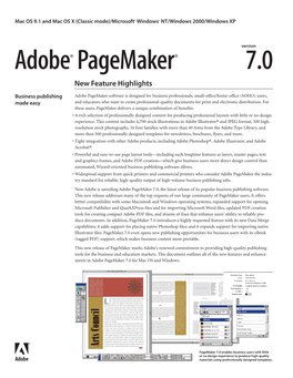 Adobe Pagemaker 7.0 New Feature Highlights