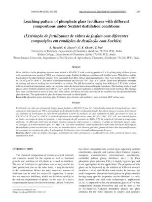 Leaching Pattern of Phosphate Glass Fertilizers with Different Compositions Under Soxhlet Distillation Conditions