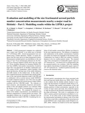 Evaluation and Modelling of the Size Fractionated Aerosol Particle