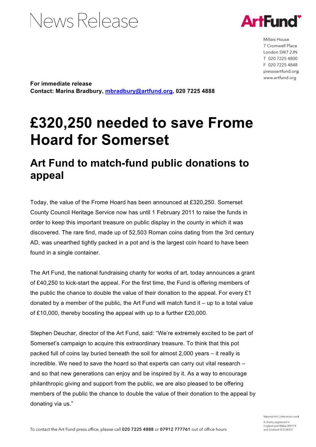 £320250 Needed to Save Frome Hoard for Somerset