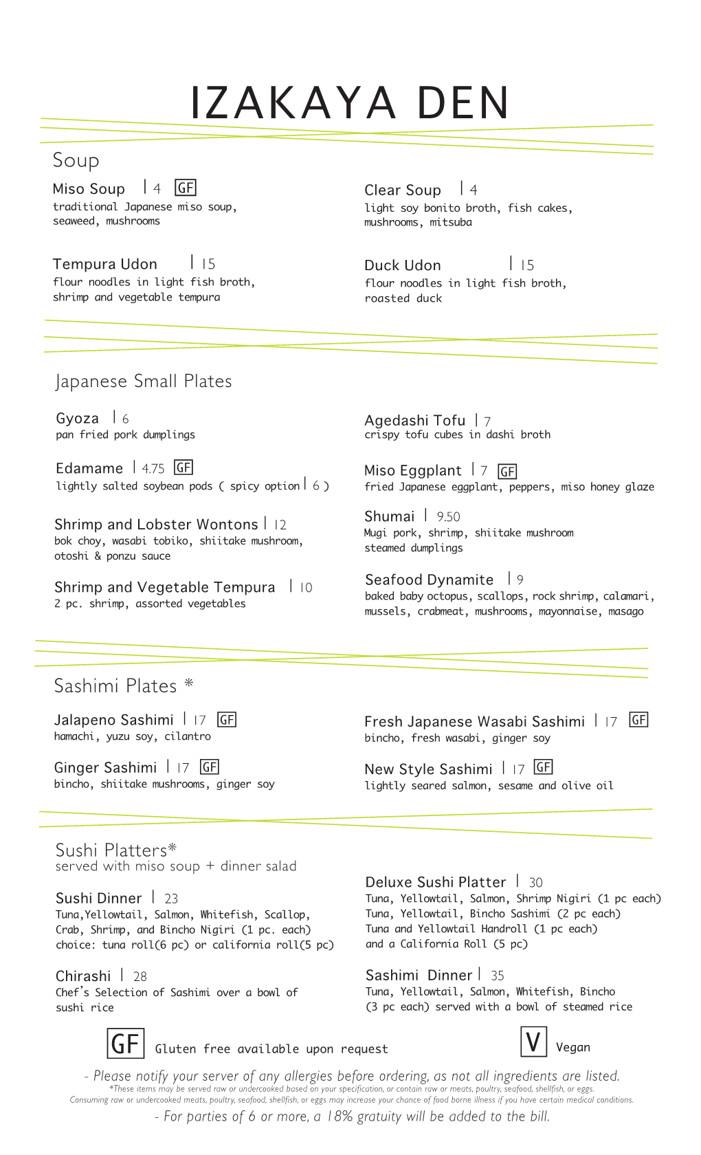 Japanese Menu 11.27.18