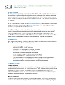 END USER COMPUTING - NETWORK ATTACHED PRINTER SUPPORT Effective JULY 1, 2020