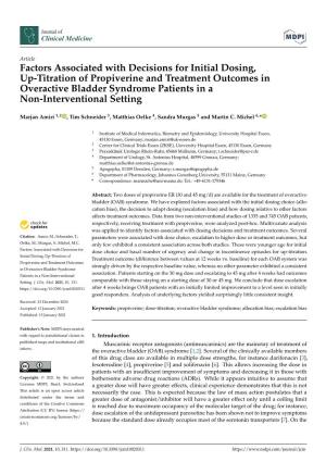 Factors Associated with Decisions for Initial Dosing, Up-Titration of Propiverine and Treatment Outcomes in Overactive Bladder S