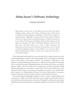 Julian Jaynes's Software Archeology
