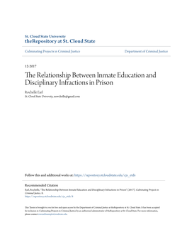 The Relationship Between Inmate Education and Disciplinary Infractions in Prison Rochelle Earl St