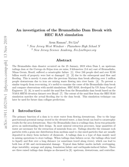 An Investigation of the Brumadinho Dam Break with HEC RAS Simulation