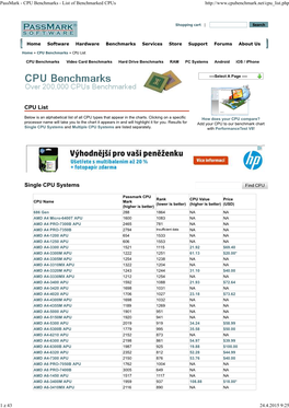 Passmark - CPU Benchmarks - List of Benchmarked Cpus