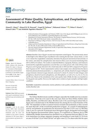 Assessment of Water Quality, Eutrophication, and Zooplankton Community in Lake Burullus, Egypt