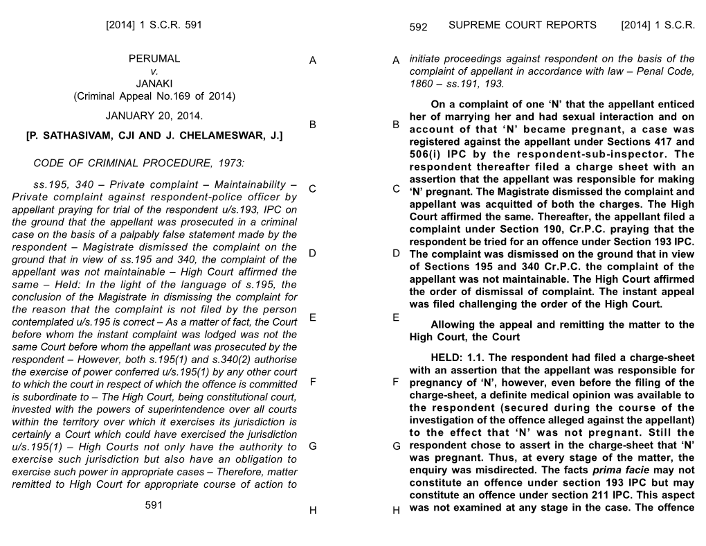 1 SCR PERUMAL V. JANAKI (Criminal Appeal No.169 of 2014)