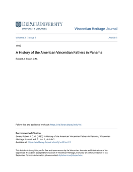 A History of the American Vincentian Fathers in Panama