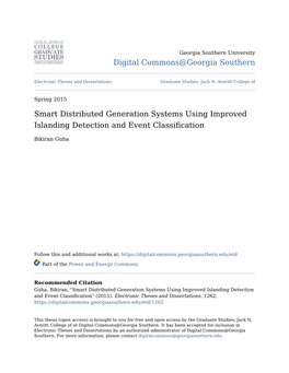Smart Distributed Generation Systems Using Improved Islanding Detection and Event Classification