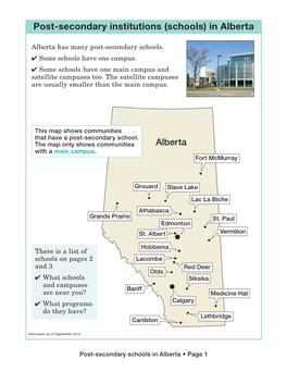 Post-Secondary Institutions (Schools) in Alberta