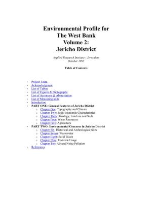 Environmental Profile for the West Bank Volume 2: Jericho District
