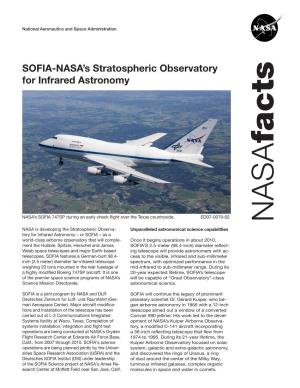 SOFIA-NASA's Stratospheric Observatory for Infrared Astronomy