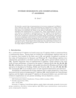 Inverse Semigroups and Combinatorial C*-Algebras