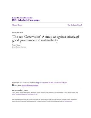 The Eco-Gozo Vision’: a Study Set Against Criteria of Good Governance and Sustainability Amity Gauci James Madison University