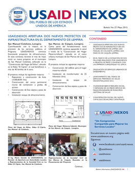 Usaid|Nexos Apertura Dos Nuevos Proyectos De Infraestructura En El Departamento De Lempira
