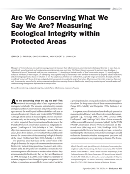 Measuring Ecological Integrity Within Protected Areas