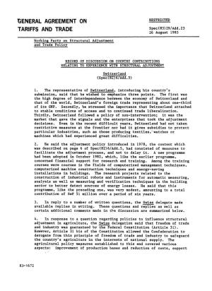Spec(83)29/Add.23August 1983 Working Party on Structural Adjustment and Trade Policy