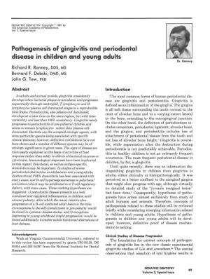 Pathogenesis of Gingivitis and Periodontal Disease in Children and Young Adults Dr