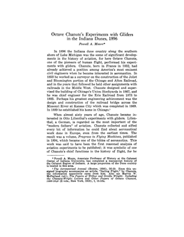 Octave Chanute's Experiments with Gliders in the Indiana Dunes, 1896